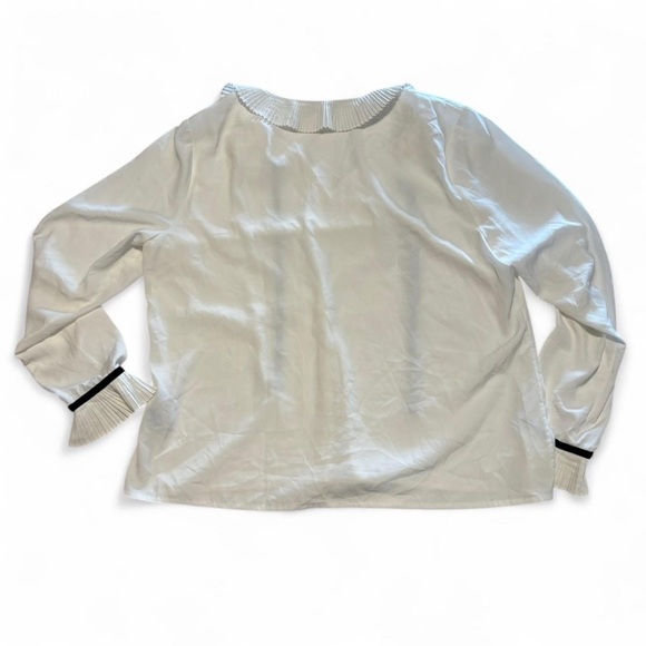 Boden Women's 14 Long Sleeve Ruffle Collar Blouse V Neck Tie White - Picture 2 of 5